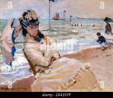 Camille sulla spiaggia di Trouville da Claude Monet (1840-1926), olio su tela, 1870 Foto Stock