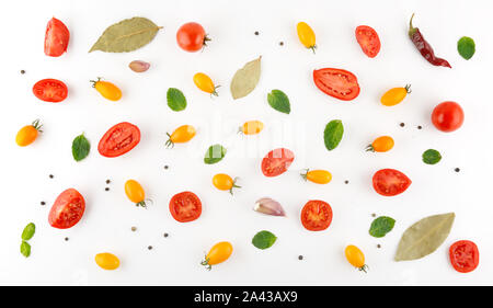 Composizione astratta di verdure. Modello di vegetali. Sfondo di cibo. Appartamento laico, vista dall'alto. Foto Stock