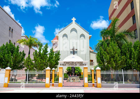 Philipsburg / St Maarten. 04.10.2014. San Martin de Tours chiesa cattolica romana, il Waterfront, Philipsburg Foto Stock