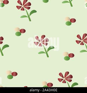 Modello senza cuciture con rosso scuro fiori a margherita vettore - motivo floreale Illustrazione Vettoriale