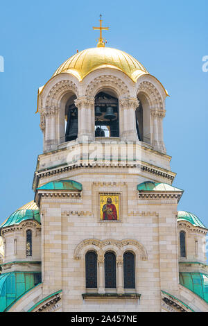 Dettaglio del campanile della chiesa di Sant Alessandro a Sofia Foto Stock