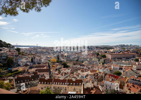 Ottobre 6th, 2019, Lisbona, Portogallo - Vista aerea della zona del centro citta' Foto Stock