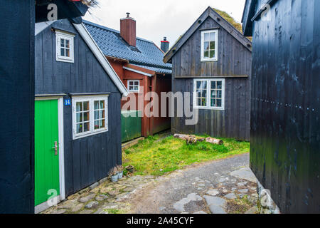 Tinganes, Tórshavn città vecchia, Streymoy, Isole Faerøer, Danimarca, Europa Foto Stock