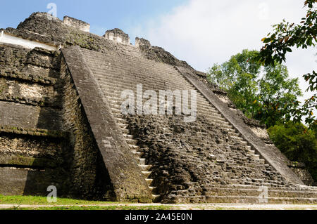 Guatemala, rovine Maya nella giungla in Tikal. America centrale Foto Stock