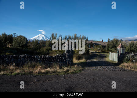 Lodge Chilcabamba nel Parco Nazionale di Cotopaxi a 3500 metri nelle Ande dell'Ecuador. Foto Stock