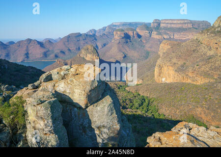 Escursione sul sentiero di leopard, superiore lookout, blyde river canyon a Mpumalanga in Sudafrica Foto Stock