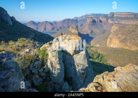 Escursione sul sentiero di leopard, superiore lookout, blyde river canyon a Mpumalanga in Sudafrica Foto Stock