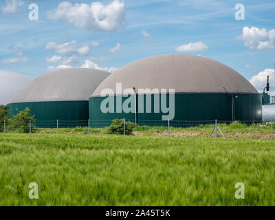 La produzione di biogas, impianto di produzione di biogas, bio il potere in Germania Foto Stock