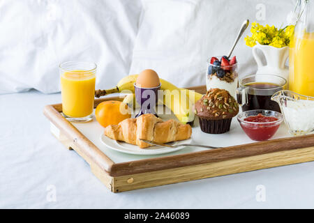 La prima colazione continentale di alimenti. Foto Stock
