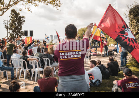 Fascistas se concentran en Barcelona el 12 de Octubre. Foto Stock