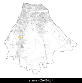 Mappa satellitare di Milano, strade e costruzione di numero di area 5, comuni numero cinque. Lombardia. Italia Illustrazione Vettoriale