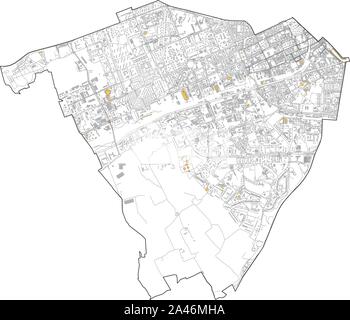 Mappa satellitare di Milano, strade e costruzione di numero di area 6, comuni numero sei. Lombardia. Italia Illustrazione Vettoriale