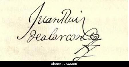 Firma de Juan Ruiz de Alarcón. Foto Stock