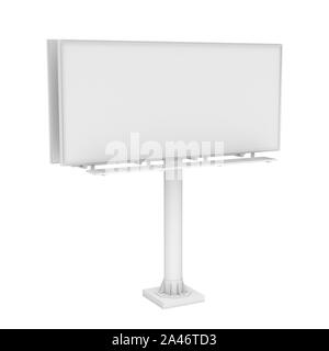3D rendering di un grande vuoto bianco acciaio cartelloni stradali con nessun annunci isolati su sfondo bianco. Pubblicita esterna. Strutture di autostrada e e Foto Stock