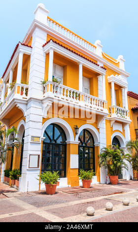 Cartagena, Colombia. Gli edifici coloniali nel centro storico di Cartagena, Colombia. Foto Stock