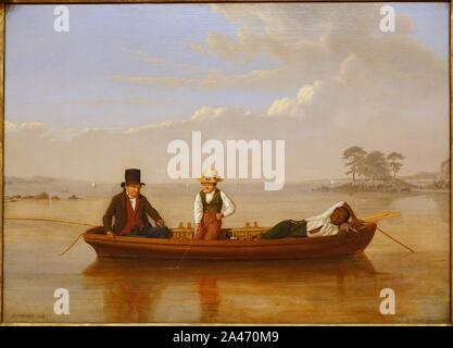 La pesca delle parti a Long Island Sound Off New Rochelle, da James Goodwyn Clonney 1847 Annuncio, olio su tela Foto Stock