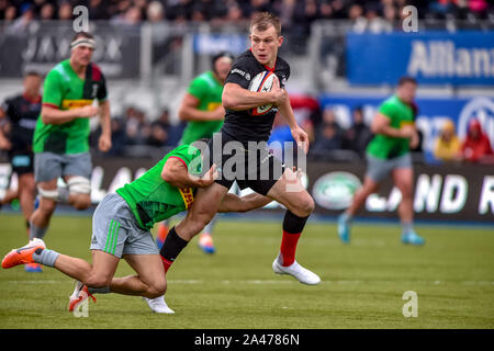 Allianz Park, Londra, Inghilterra, Regno Unito, 12 ottobre 2019. durante il Premiership Rugby Cup match tra Saraceni e arlecchini presso il Parco di Allianz, Londra, Inghilterra il 12 ottobre 2019. Foto di Phil Hutchinson. Solo uso editoriale, è richiesta una licenza per uso commerciale. Nessun uso in scommesse, giochi o un singolo giocatore/club/league pubblicazioni. Credit: UK Sports Pics Ltd/Alamy Live News Foto Stock