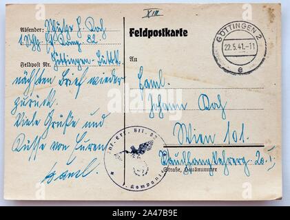 Feldpost von Hans 1941-05-21 1. Foto Stock