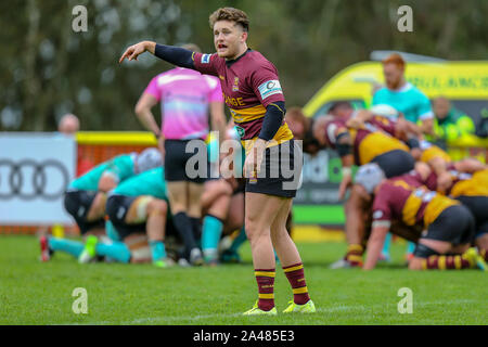 Ampthill, UK. 05 ott 2019. Sam matasse di Rugby Ampthill durante la Greene King IPA partita in campionato tra Ampthill RUFC e Nottingham Rugby sul Ampthill RugbyÕs Debutto del Campionato a Dillingham Park, Woburn St, Ampthill, Bedford MK45 2HX, Regno Unito il 12 ottobre 2019. Foto di David avvisatore acustico. Credito: prime immagini multimediali/Alamy Live News Foto Stock