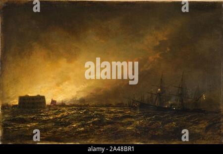 Fire a Kronstadt di notte (Bogolyubov). Foto Stock