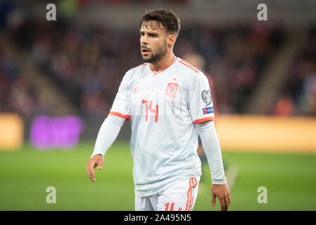 Oslo, Norvegia. Xii oct, 2019. Juan Bernat (14) della Spagna visto durante l'EURO 2020 qualifier match tra la Norvegia e la Spagna a Ullevaal Stadion di Oslo. (Photo credit: Gonzales foto/Alamy Live News Foto Stock