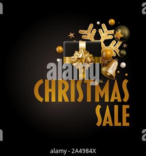 Vendita Chrstmas graphic design modello. Illustrazione Vettoriale. Gli elementi sono stratificati separatamente in file vettoriale. Illustrazione Vettoriale