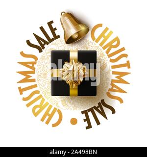 Chrstmas vendita poster Design modello. Illustrazione Vettoriale. Gli elementi sono stratificati separatamente in file vettoriale. Illustrazione Vettoriale
