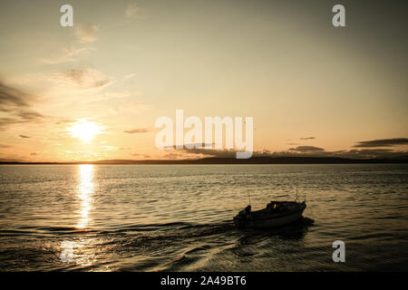 La pesca notturna, Moray Firth , Scozia Foto Stock