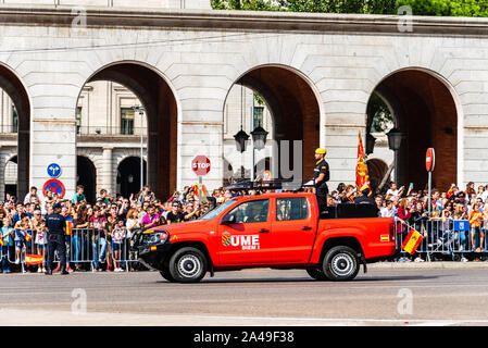 Madrid, Spagna - 12 Ottobre 2019: Esercito spagnolo marching durante il nazionale spagnolo esercito giorno Parade Foto Stock