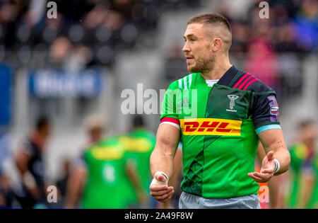 Londra, Regno Unito. Xii oct, 2019. Mike Brown di arlecchini durante il Premiership Rugby Cup match tra Saraceni e arlecchini presso il Parco di Allianz, Londra, Inghilterra il 12 ottobre 2019. Foto di Phil Hutchinson. Solo uso editoriale, è richiesta una licenza per uso commerciale. Nessun uso in scommesse, giochi o un singolo giocatore/club/league pubblicazioni. Credit: UK Sports Pics Ltd/Alamy Live News Foto Stock