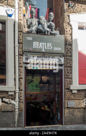 I Beatles,negozi,Matthew Street,Liverpool,Inghilterra Foto Stock