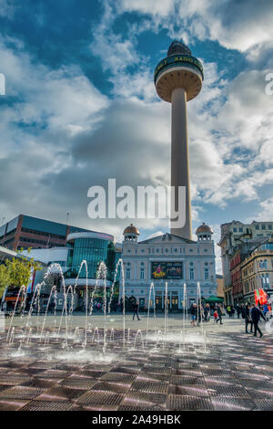 Fontane,Williamson Square,Radio City Tower,St Johns Centro commerciale,Liverpool Foto Stock