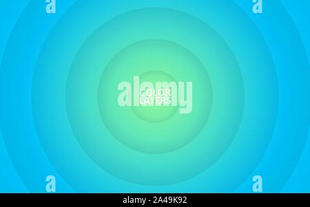 Minimo con uno sfondo con cerchi di gradiente. Tonda Colore forme con le ombre. Sfondo dinamico con onde azzurre. Strati colorati design. Landing page temp Illustrazione Vettoriale