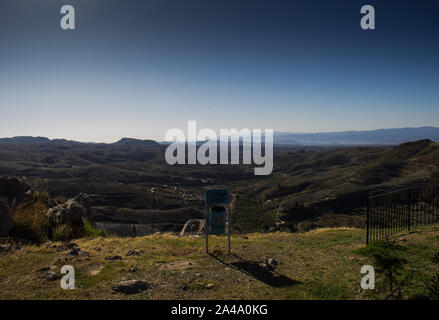 Panorama dal Santuario di Saliente, Albox, Provincia di Almeria, Andalusia, Spagna Foto Stock