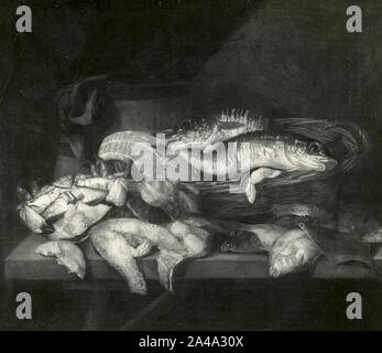 Natura morta con pesce, dipinto da un artista olandese Abraham Van Beyeren, 1930s Foto Stock