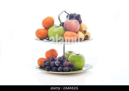 Un piatto di frutta fresca Foto Stock