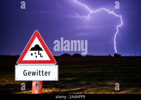 Tempesta tedesco segno Warn Foto Stock