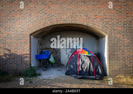 Senzatetto tenda a Brighton Foto Stock