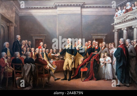 Le dimissioni del generale Washington, 23 Dicembre 1783 da John Trumbull, olio su tela, c.1824-28 Foto Stock