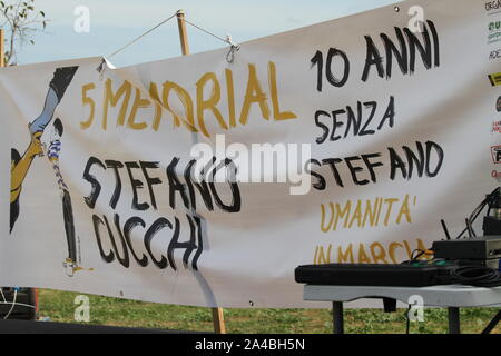 Roma, Italia. Xiii oct, 2019. Memoriale di Stefano Cucchi in Italia. (Foto di Claudio Sisto/Pacific Stampa) Credito: Pacific Press Agency/Alamy Live News Foto Stock