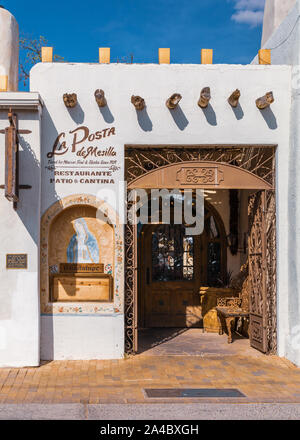 La Posta de Mesilla ristorante situato in un stile territoriale 1840's adobe hacienda e stagecoach stop per Butterfield linea Stage in New Mexico. Foto Stock