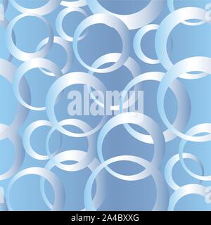 Abstract senza cuciture bianche e blu, Tile Pattern con anelli. Vettore Illustrazione Vettoriale