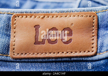 Primo piano della Lee etichetta sui vestiti. Foto Stock