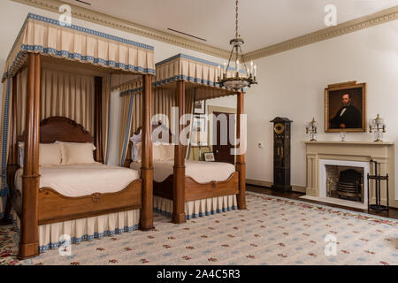 Il Pease camera da letto al secondo piano del Texas Governor Mansion di Austin, la capitale del Texas Foto Stock