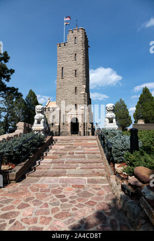 I Will Rogers Santuario del Sole, noto anche come Will Rogers Santuario, una torre commemorativa e cappella di Cheyenne Mountain in alto sopra il Colorado Springs, Colorado Foto Stock