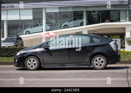 Chiangmai, Tailandia - 1 Ottobre 2019: Privato Auto Black la Toyota Prius ibrida sistema. Sulla strada No.1001 8 km da Chiangmai Area Business. Foto Stock