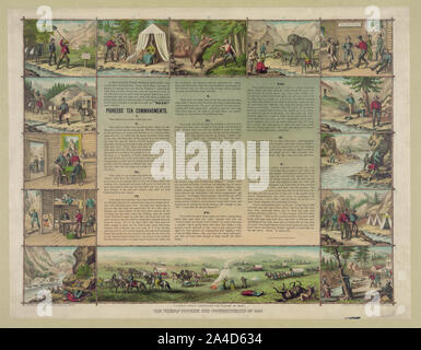 I minatori pioneer dieci comandamenti di 1849--scene quando attraversano le pianure nel 1849 / Kurz & Allison Art Studio, Chicago, U.S.A. Foto Stock