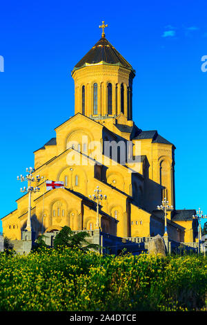 Chiesa della Santa Trinità o Tsminda Cattedrale di Sameba di Tbilisi, Georgia Foto Stock