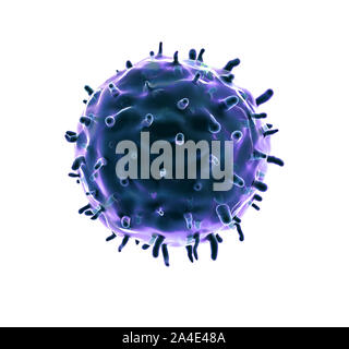 Linfociti e virus, la cellula di cancro, rendering 3d di cellule del cancro, la cellula di cancro ed i linfociti,T-linfociti attacco una migrazione di cellule di cancro Foto Stock