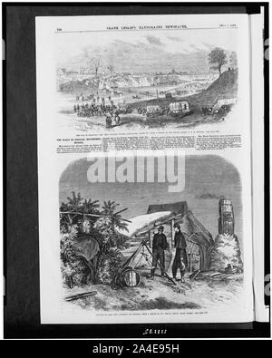 La guerra in Louisiana - gen. Lee cavalleria guadare il fiume di canna, Marzo 31 bozzetti di vita militare - pesatura di razioni alimentari / da uno schizzo di nostra speciale artista Edwin Forbes. / Da uno schizzo del nostro artista speciale, C.E.H. Bonwill. Foto Stock
